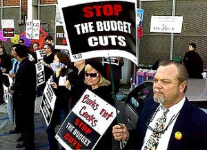 Teachers protest against budget cuts