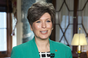 Senator Joni Ernst rehearses the Republican response to Obama's State of the Union address on Capitol Hill in Washington