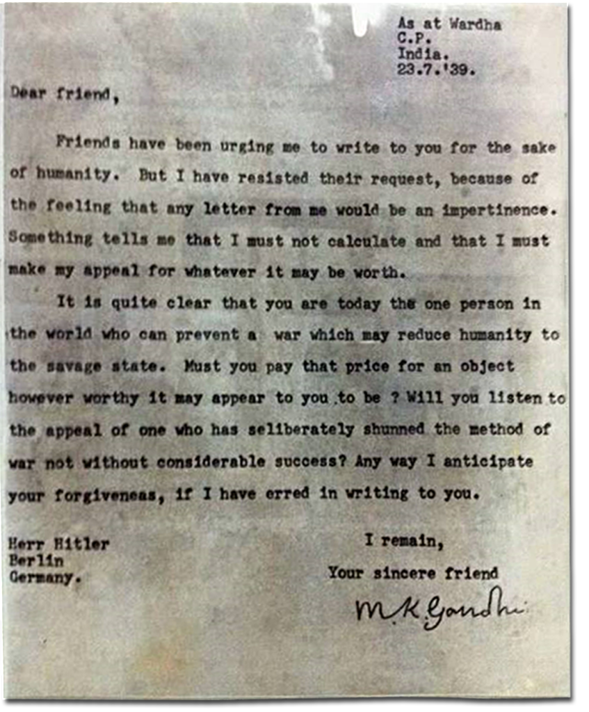 Gandhi letter to Hitler