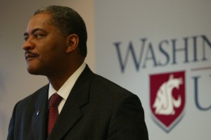 NEW WASHINGTON STATE UNIVERSITY PRESIDENT DR. ELSON S. FLOYD 121306  DR. Floyd meets the press in the campus' Western Washington  office.