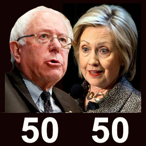 Hillary Bernie 50 50
