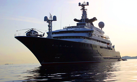 The super-yacht Octopus. Such boats are the ultimate symbol of wealth. Photograph: Armando Pietrangeli/Rex Features